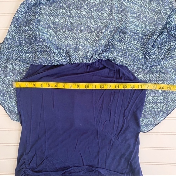 Blue blouse with overlay sheer poncho Size M - Picture 5 of 8